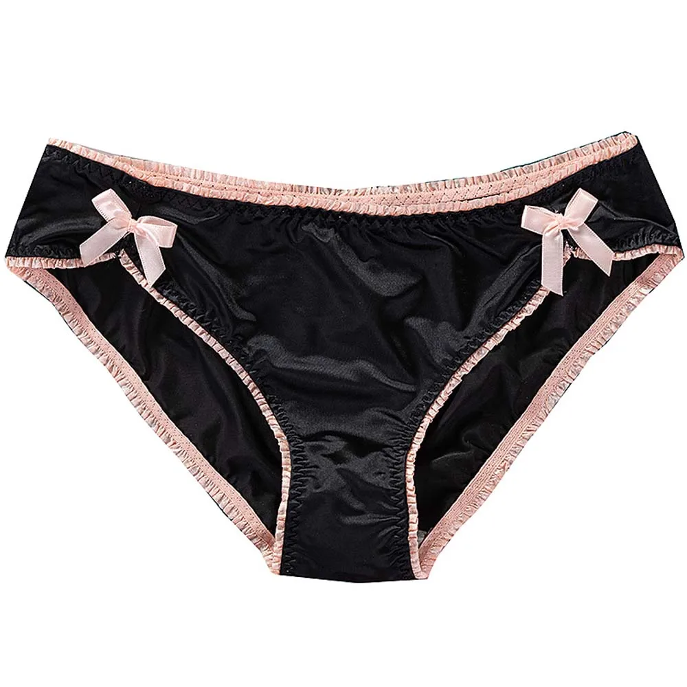 

Breathable Smooth Bowknot Women Low Waist Briefs Sexy Thong Women Panties Underpants
