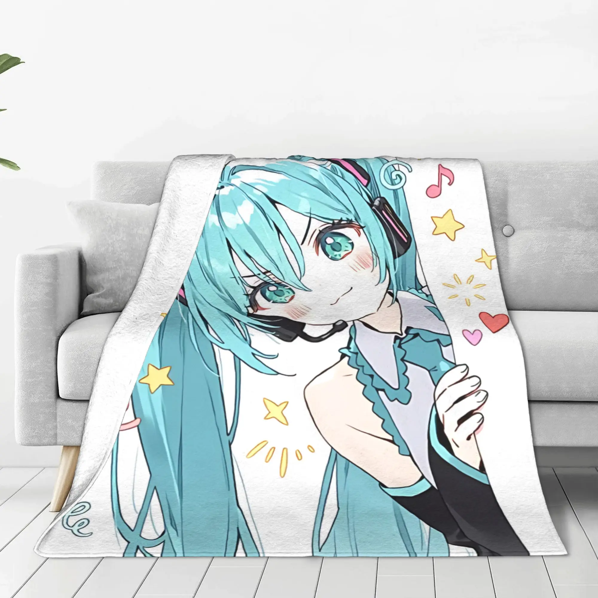 1PC home Cutecore Hatsune Miku  Blanket Super Cosy Plush Home Living Room Sofa halloween