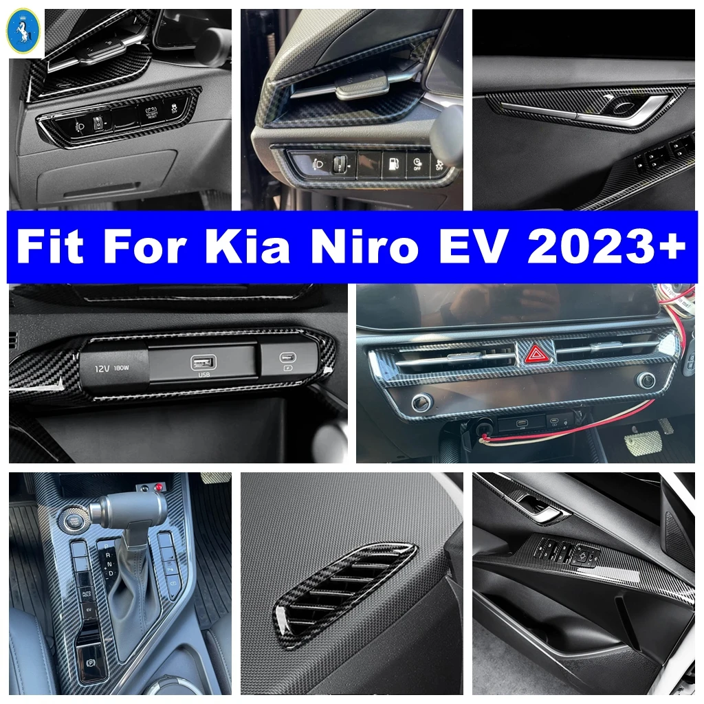 

ABS Car Gear Shift Box / Window Glass Lift / AC Air Outlet / Inner Door Handle Frame Accessories Cover Trim For Kia Niro EV 2023