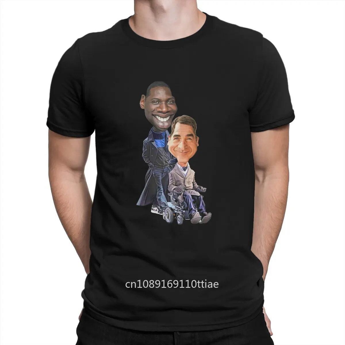 Les Intouchables Caricature Men TShirt Intouchables Crewneck Tops Fabric T Shirt Humor High Quality Birthday Gifts