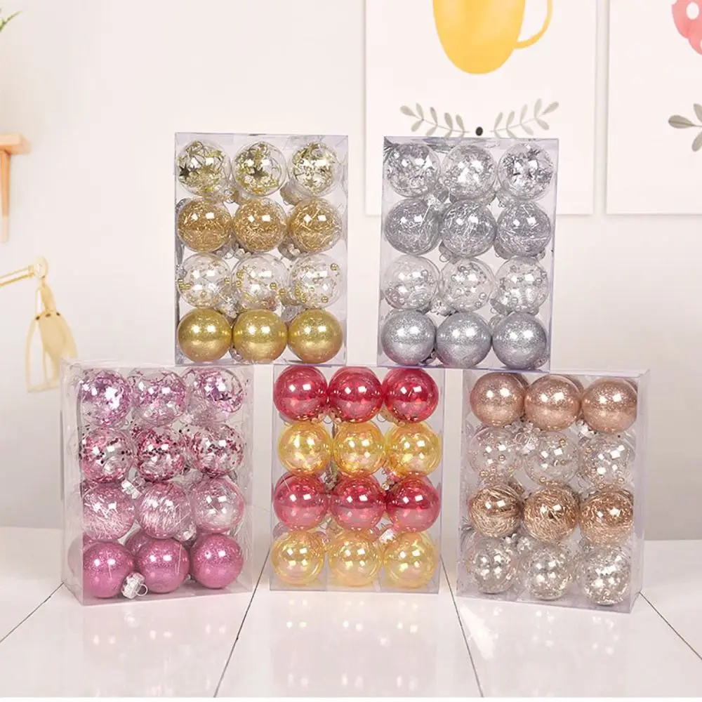 24pcs Fashion Plastic Christmas Ball Set 10 Colors 6cm Xmas Ornament Ball Suspensable Xmas Baubles Storefront