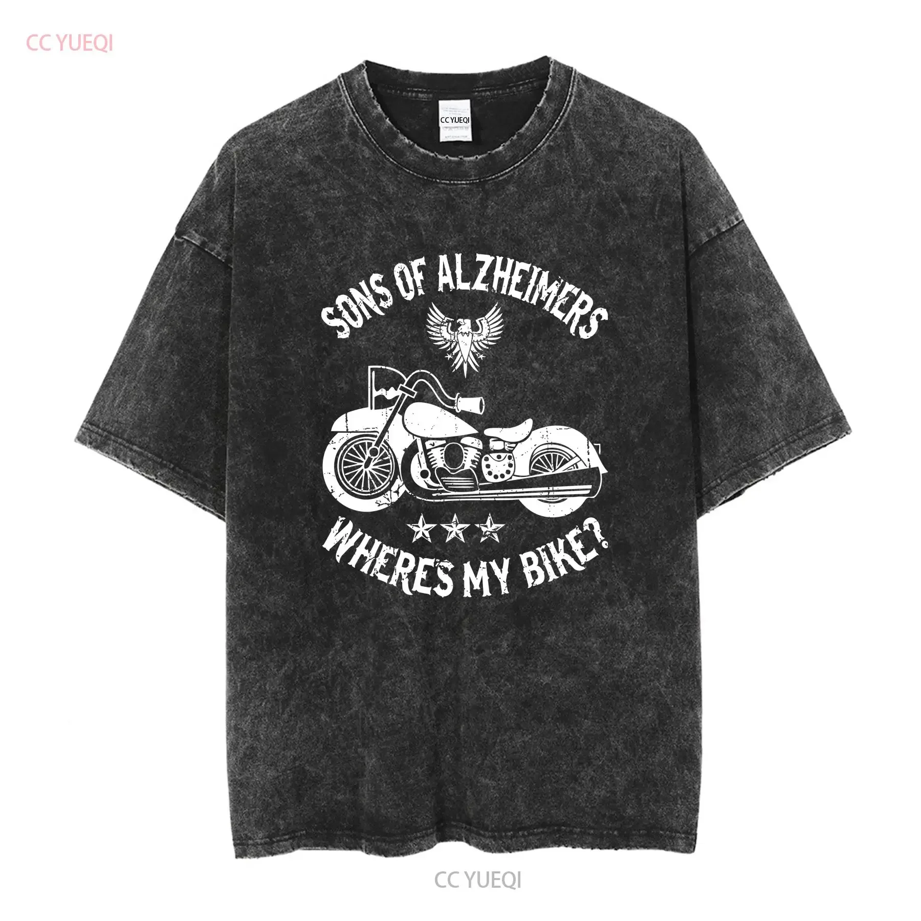 Biker Sons Alzheimers Wheres My Bike T Shirt long or short sleeves vintage Washed streetwear Stretched Top For Everyday Wear