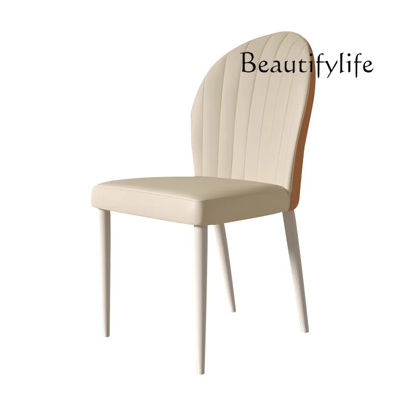 

French Cream Style Dining Chair Modern Simple Household Backrest Stool White Hotel Light Luxury Design Chair
