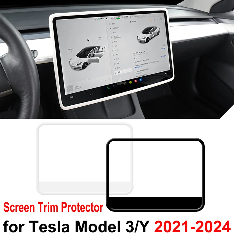 

For New Tesla Model 3/Y 2024 Central Control Screen Display Protector Frame Edge Cover GPS Silicone Trim Protection Accessories