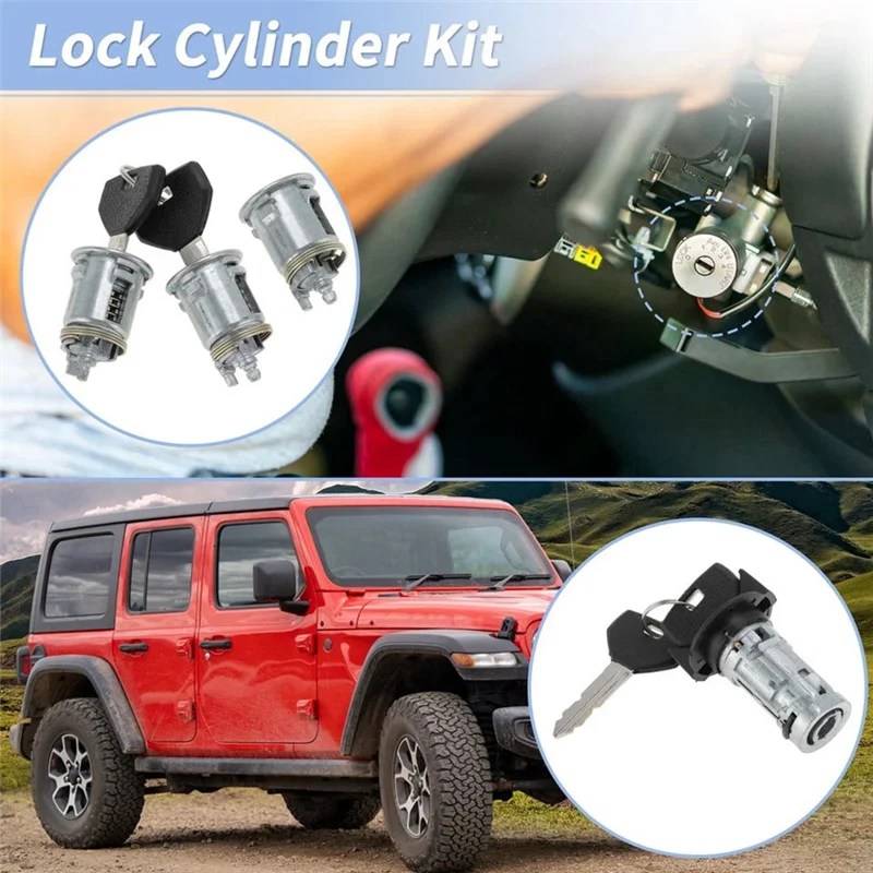 AB61-5161055AA سيارة مفتاح إشعال قفل اسطوانة مع قفل الباب ومفتاح ل جيب رانجلر 1991-1996 #5