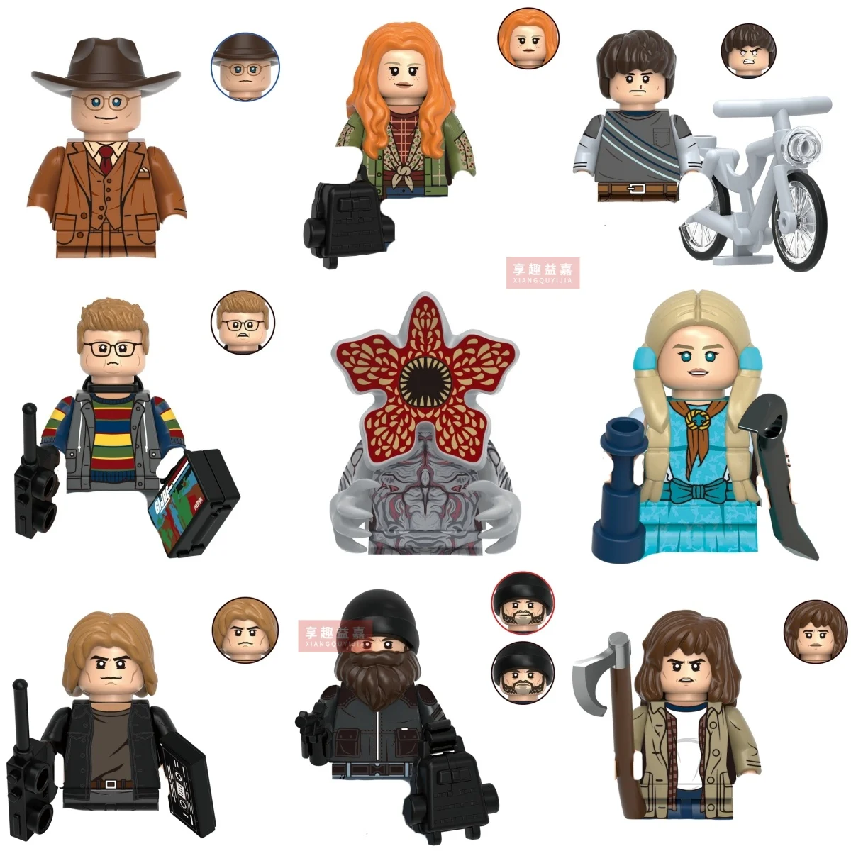 Terrible Movie Upside Down Dustin Mike Lucas Will Eleven Model Building Blocks Enlighten Action Figure Bricks Toys For Children