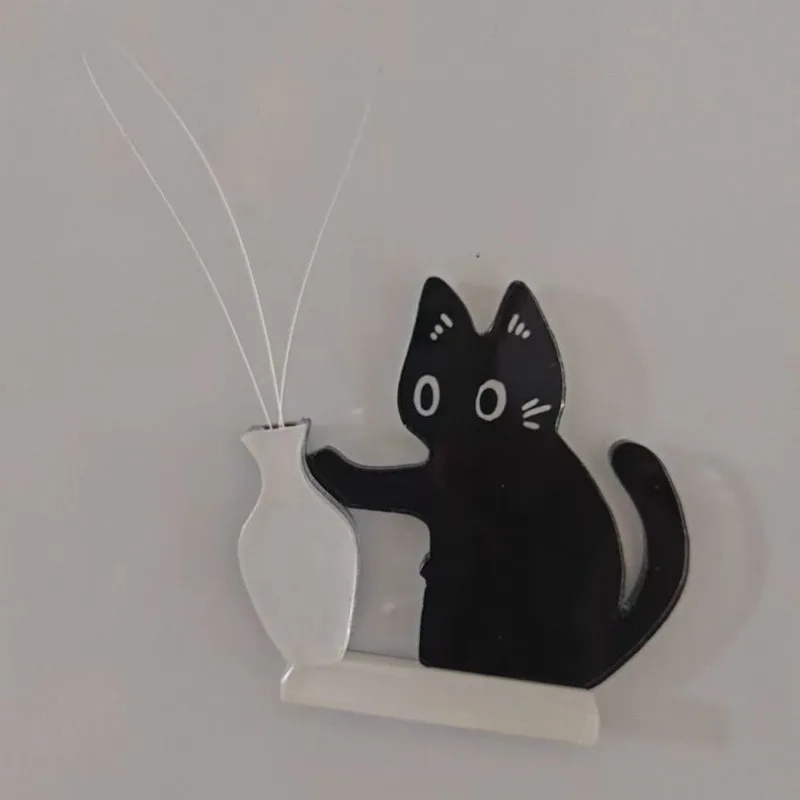 Acrylic Cat Shape Refrigerator Magnets, Glass Bottle Vase Fridge Magnets, Cute Multi-Purpose Cat Souvenirs, Fun Home Decor Gifts