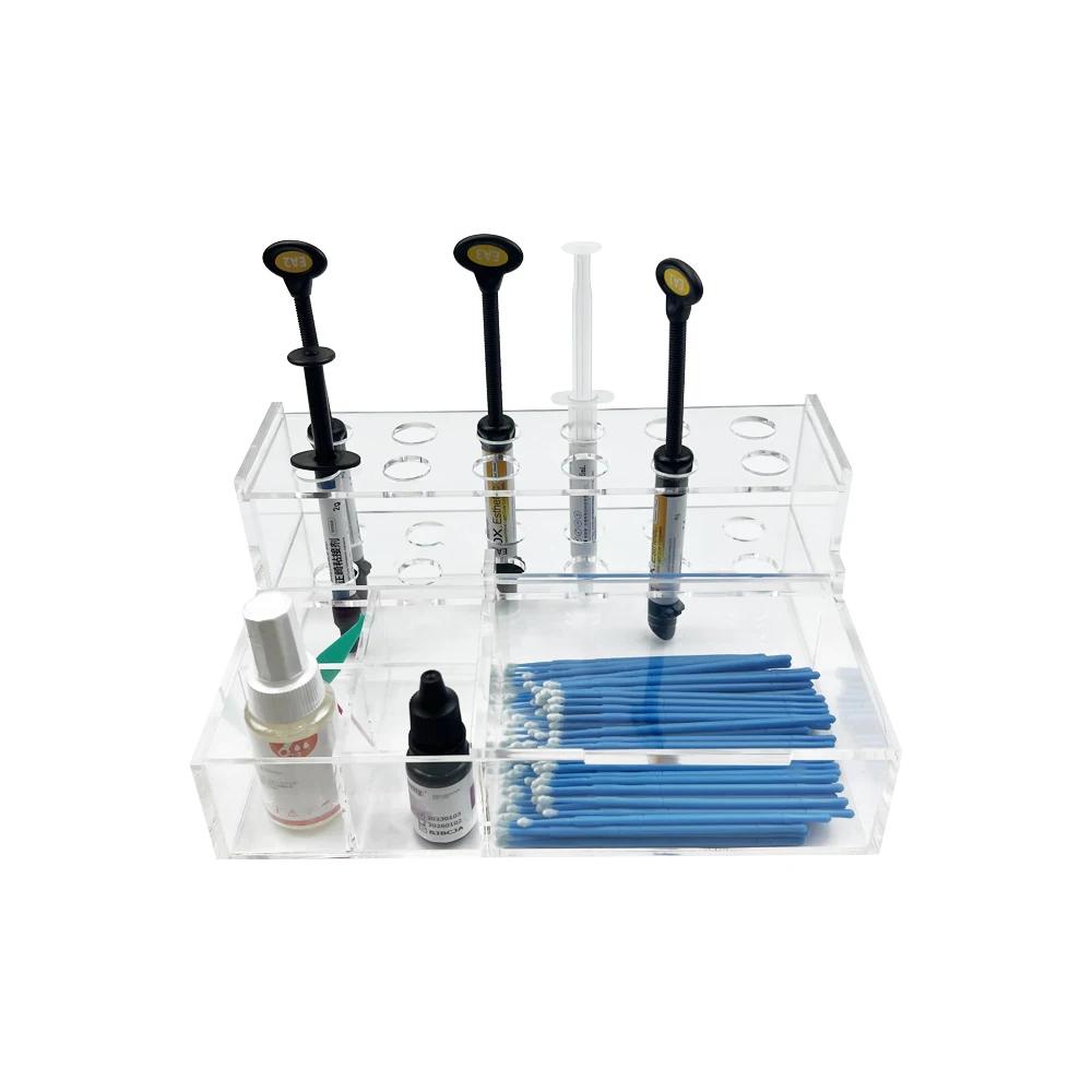 Dental Resin Shelf Adhesive Holder For Syringe Applicator Brush Storage Box Case Placement Rack Dentistry Lab Acrylic Organizer