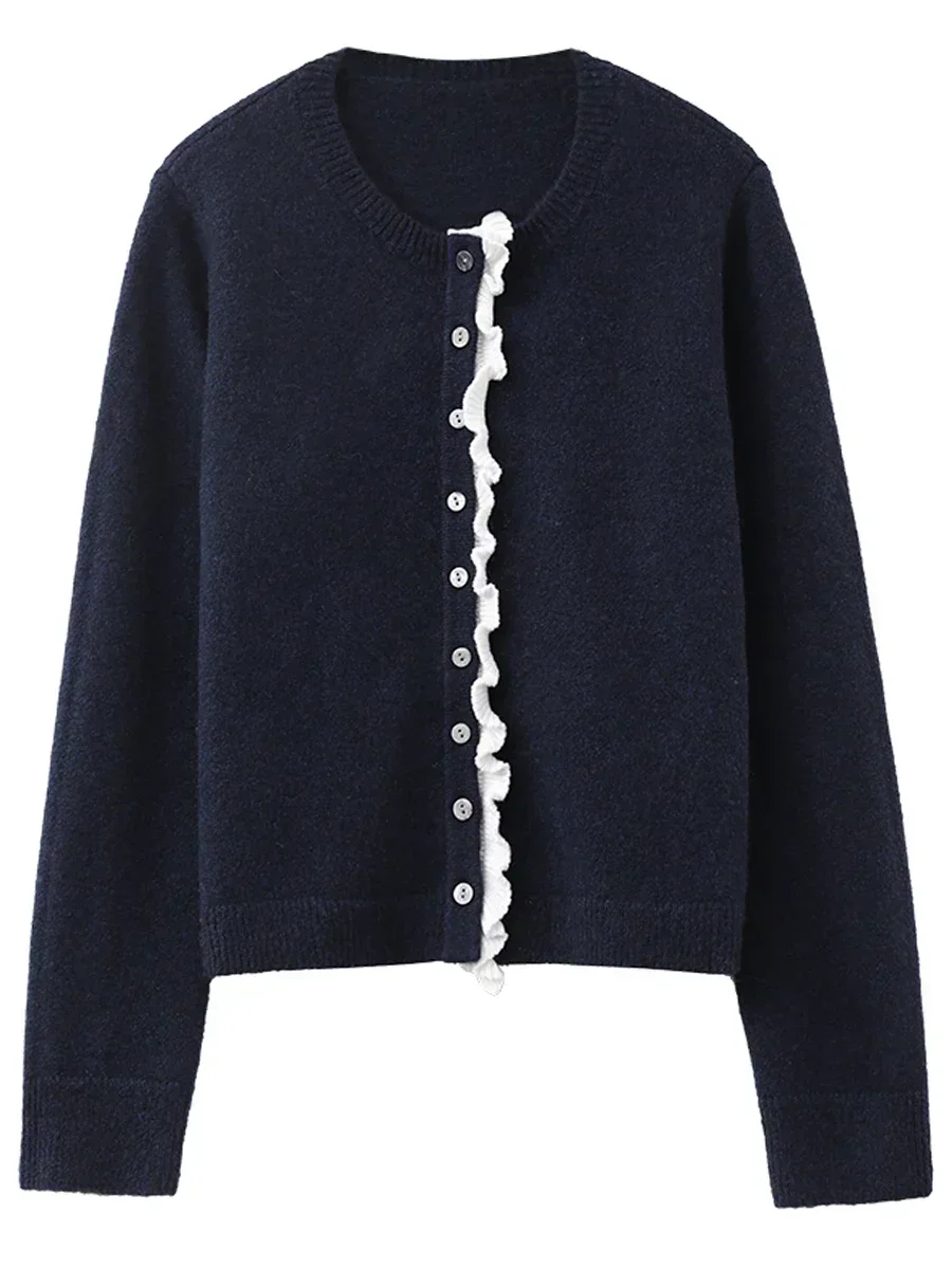 CHIC VEN Koreaanse Vrouwen Truien Casual Single-breasted O Hals Patchwork Gebreid Vest Vrouwelijke Top Herfst Winter 2025