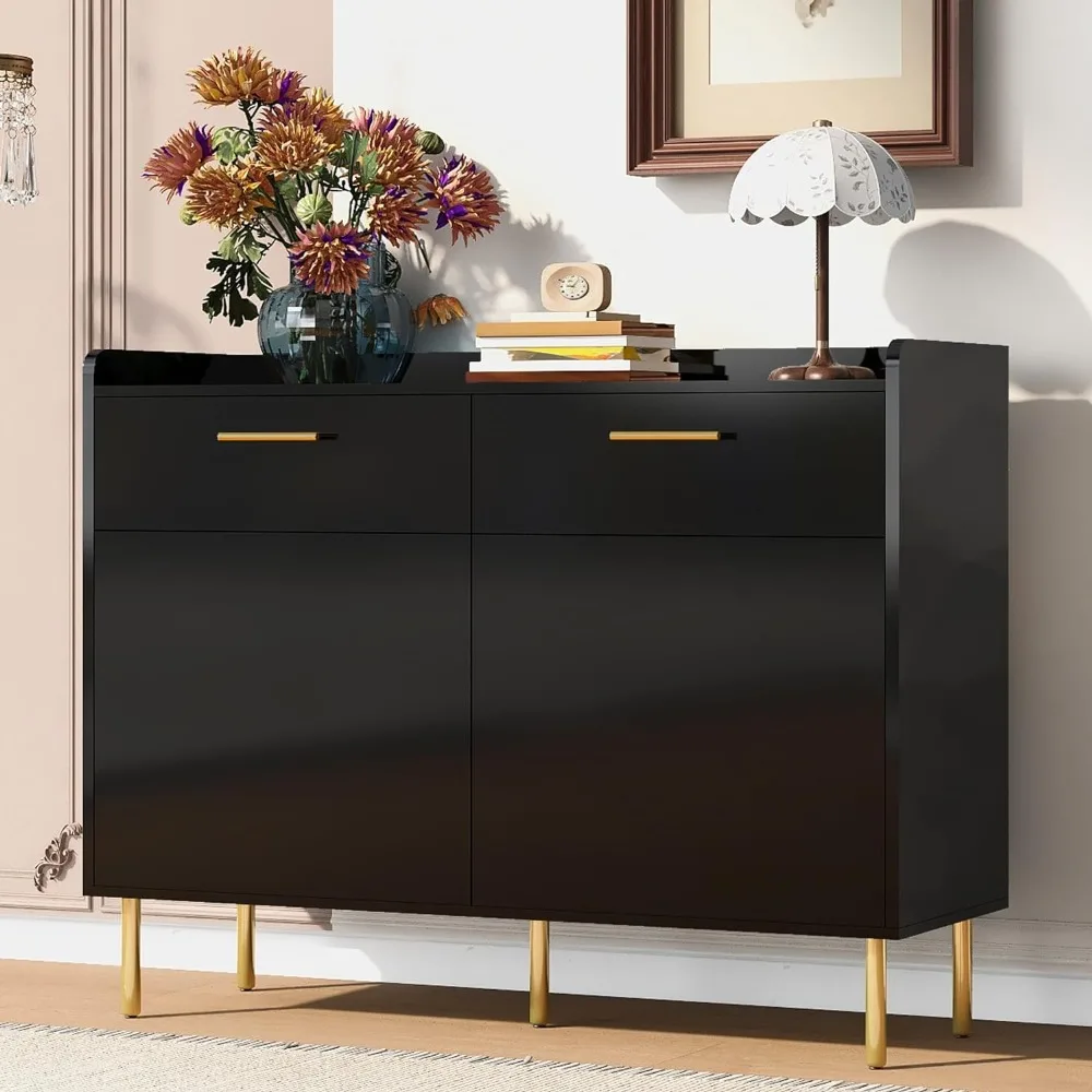 

47 in Sideboard Cabinet 2 Drawers &2 Doors, Wood Modern Storage Cabinet Accent Cabinet Console Table for Living Room,Hallway