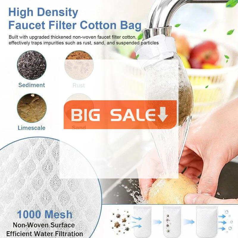 Faucet Filter Cotton Water Purifier Thickened Splash-proof Disposable For Kitchen And Bathroom Attached With A Strap