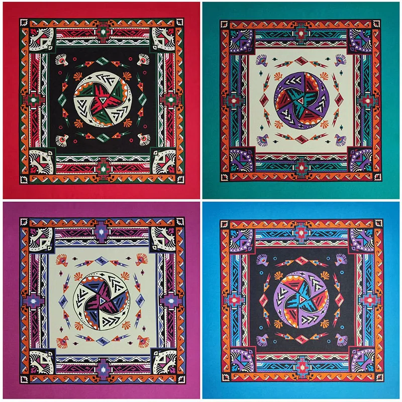 Vintage Horse Eagle Pinwheel Print Headwraps Hip Hop Cotton Women Four Seasons Scarve Hijab Square Scarf Men Bandana Headband