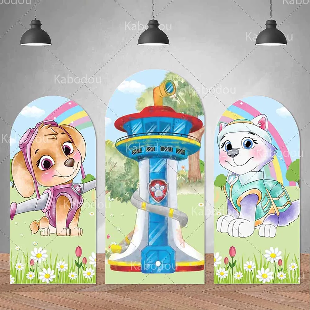 

Paw Patrols Backdrop Arch Rainbow Doubleside Kid Birthday Party Decoration Baby Shower Photo Photography Background Studio Prop