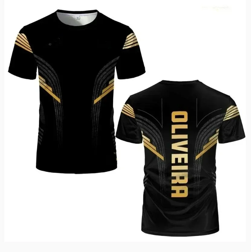 Herren-T-Shirt im Fight-Style, schwarz-gold, für MMA-Training, sportliches T-Shirt, ideal für den Sommer, schnelltrocknend, für Fitness und Boxen, 3D-Druck. – Detail 8