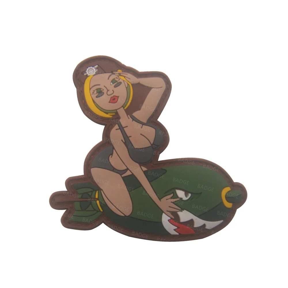 Naszywki taktyczne 3D Rabbit Pinup Girls PVC Rubber Badge Zabawna naszywka z zapięciem na haczyk na plecak, kask, kamizelkę, mundur