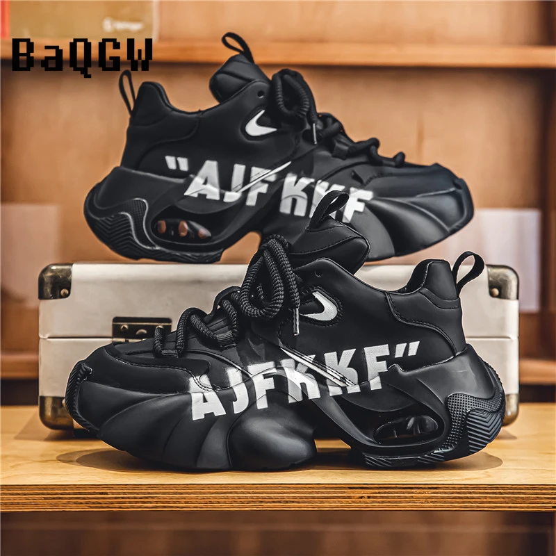 Chunky Sneakers for Men Autum New Designer Shoes Fashion Casual Microfiber Leather Upper Increased Internal Platform Sport Shoes