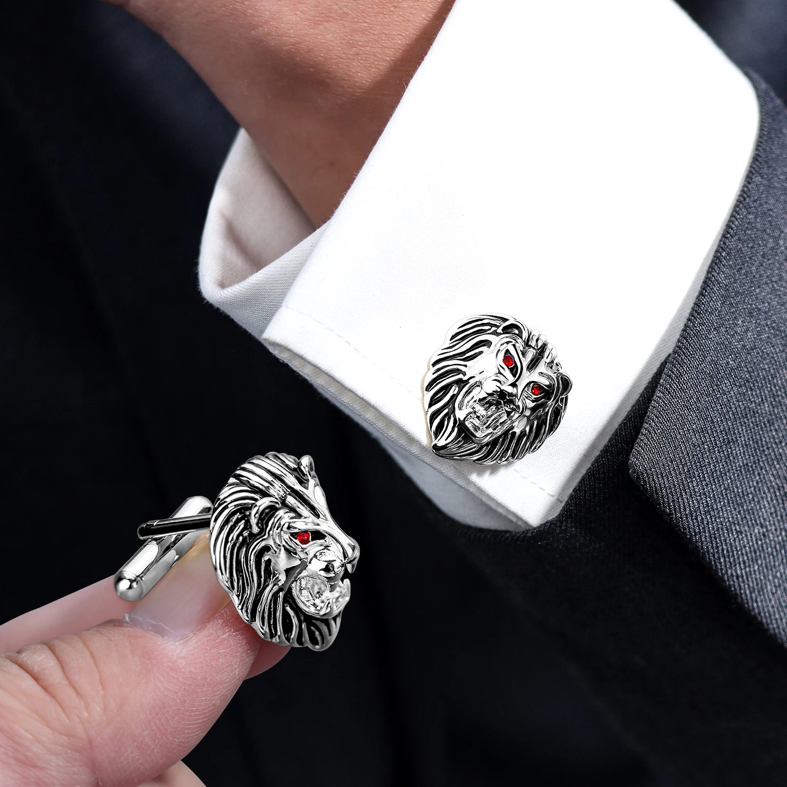 Vintage Lion Head Cufflinks for Men with Gift Box, Cufflinks Men\'s Dress Shirts and French Cuff Shirts,Mens Personalized Jewelry