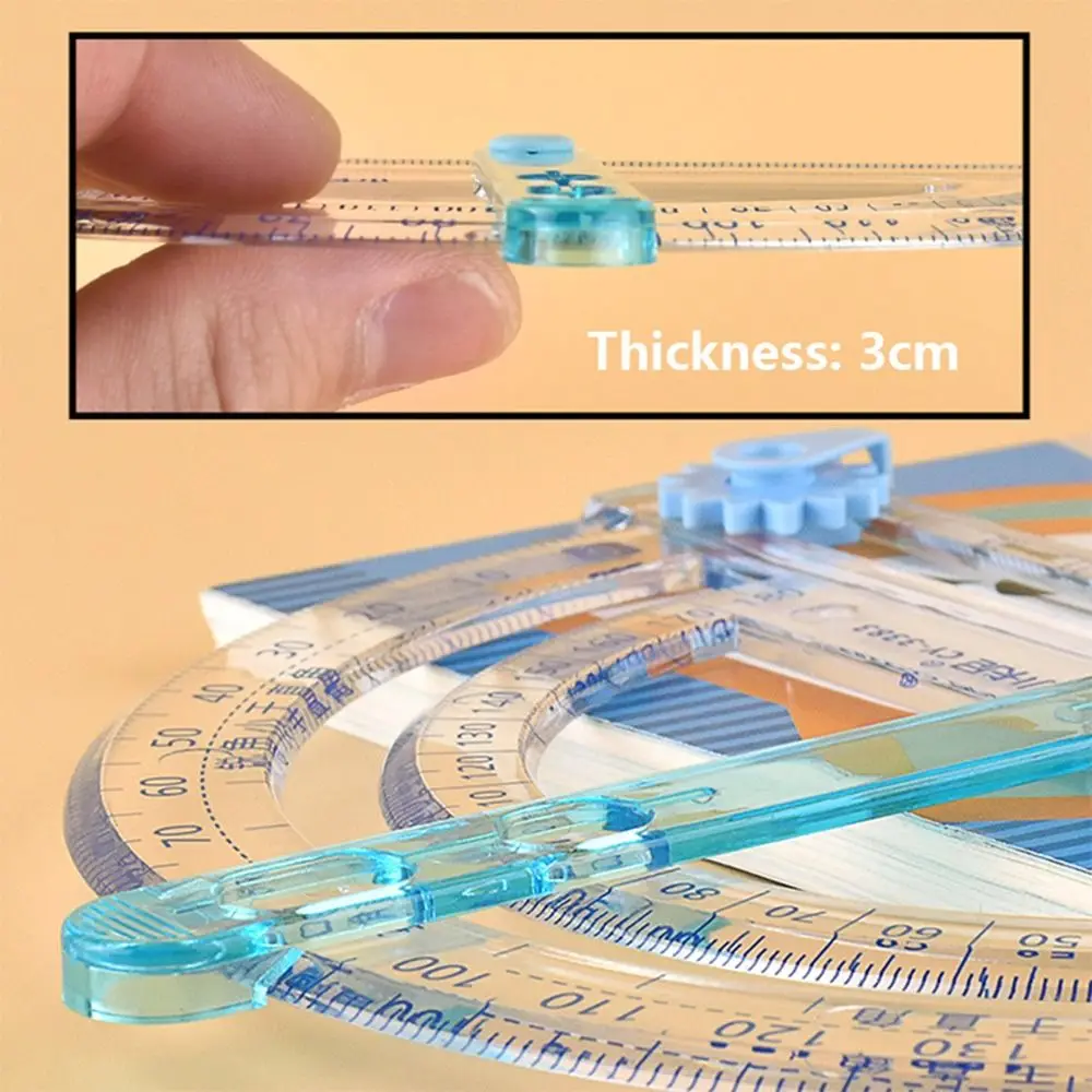 Plastic Bevel Protractor Multi-Function Draw Circle Tool Circle/Corner Drawing Tool Activity Corner Demonstrator Stationery