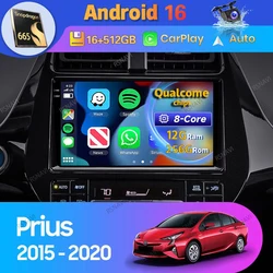 Android 16 Carplay Auto For Toyota Prius XW50 2015 2016 - 2020 Car Radio DSP Player Video Head Unit BT 360 Camera 2 Din Stereo