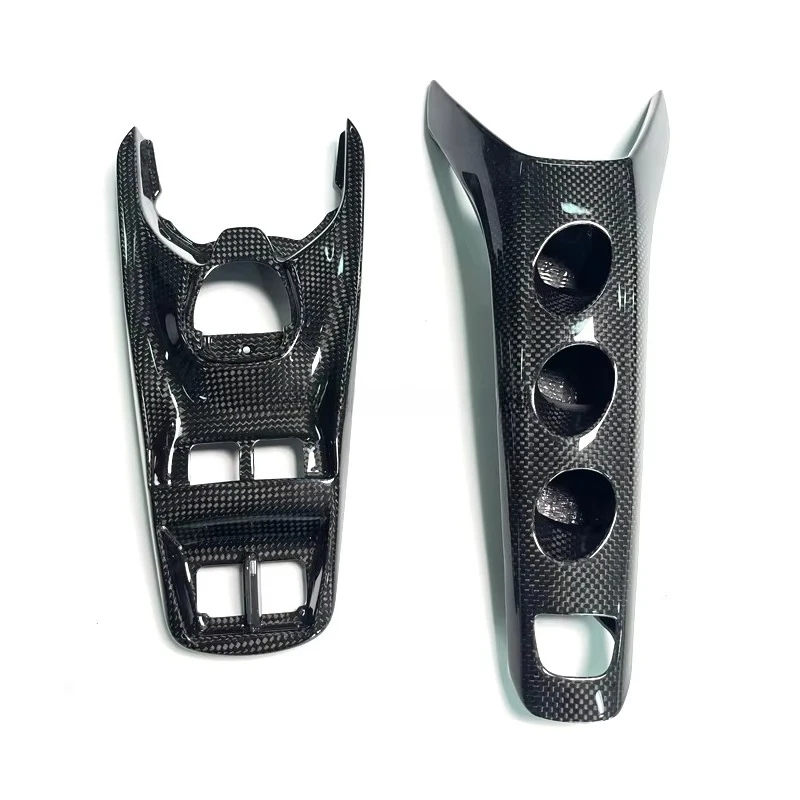 عالية الجودة ألياف الكربون الجافة وحدة التحكم المركزية التبديل قاعدة غطاء الزخارف الداخلية أطقم لفيراري 488 GTB العنكبوت اكسسوارات السيارات #4