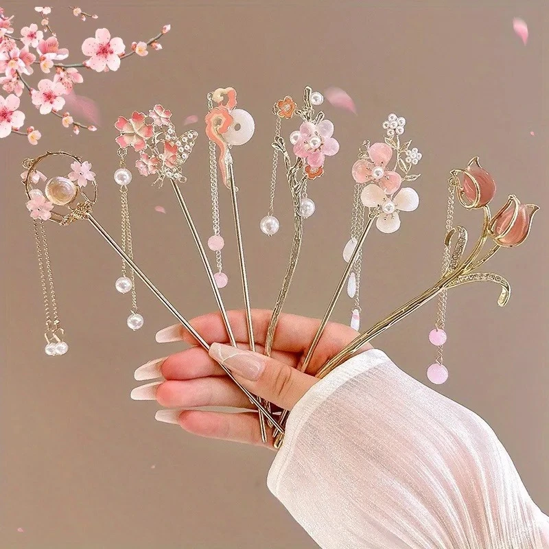 1Pc Romantic Alloy Jewelry Women's Hair Needle Suitable for Daily Wear Gifts Girls Fashion Hairpins Chinese Style Hair Accessory