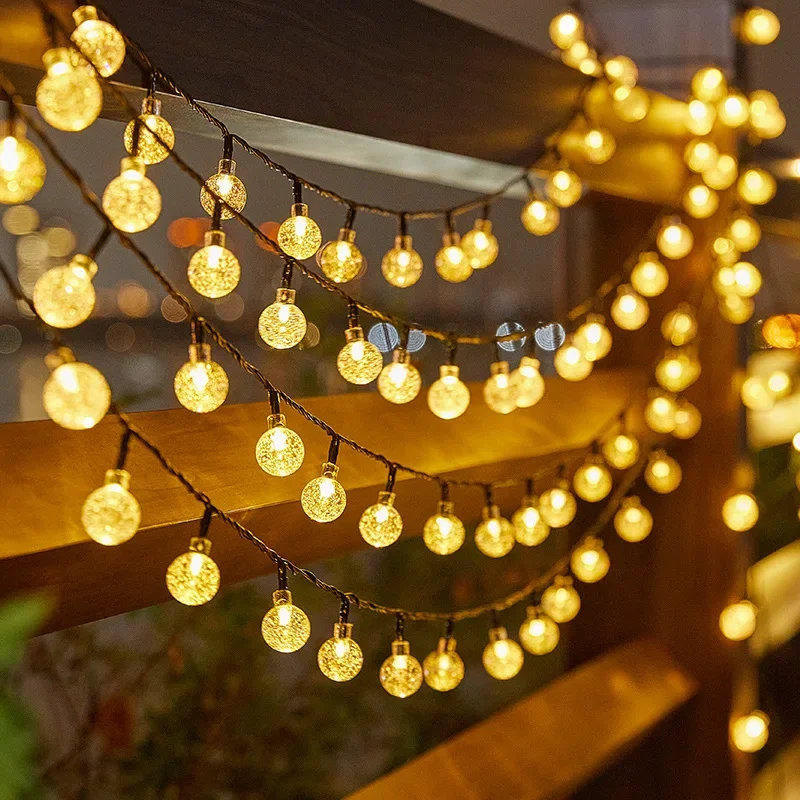 Solar Bubble Balls Lamp String Lights Outdoor Water Drops Outdoor Waterproof Orb Christmas Lights Patio Holiday Party