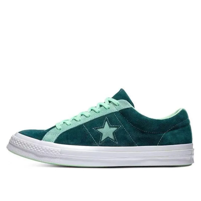 Converse One Star Green WWhite Splicing Bag z podparciem seksualnym Niskie buty deskorolkowe, unisex zielony