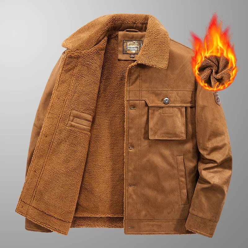 Winter Outdoor New Jacket Coats for Men Thicken Warm Casual Outerwear Turn-down Collar Windproof Men Clothing Fashion All-match