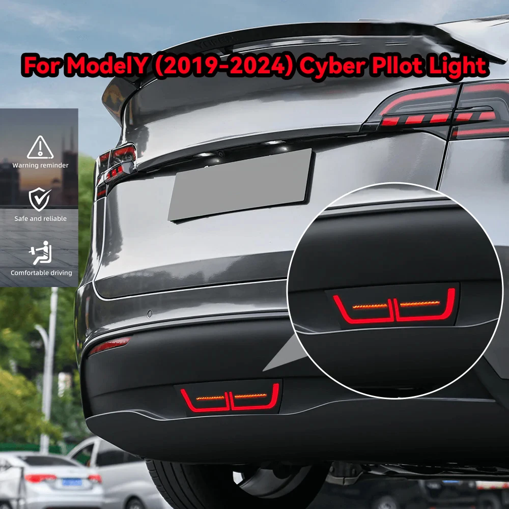 

Newest Rear Fog Lights for Model Y 2019+ Rear Bumper Lamp Cyber LED Pilot Light Turn signal brake hazard light Car accessories