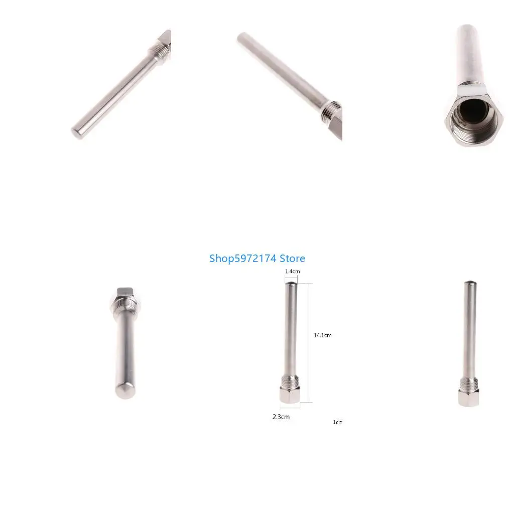 Y3NB Thermocouple Tube Thermowell 304 Stainless Steel 1/2 BSP G Thread OD6mm Immersion Sleeve Pocket For Temperature