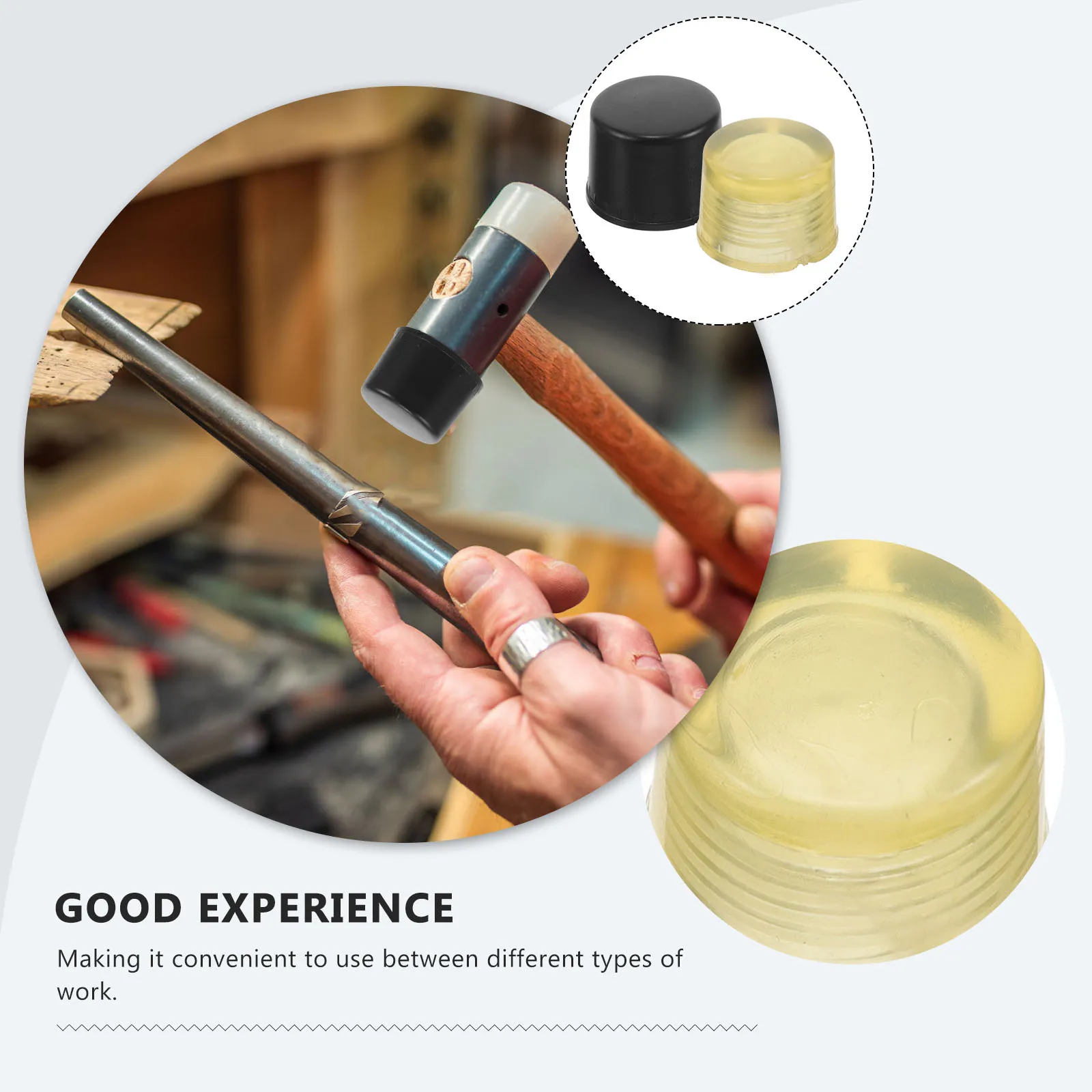 

1Pair Rubber Hammer Tips Mallet Replacement Heads Striking Head Hammer Replacement Parts Flexible Thread for Woodworking