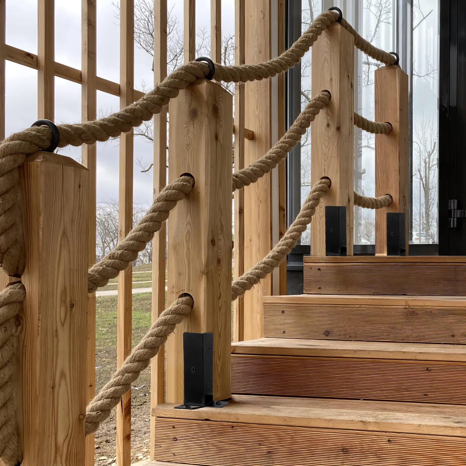 4pcs-deck-post-base-brackets-iron-half-column-design-enhanced-stability-pergola-fence-post-anchor-railing-support