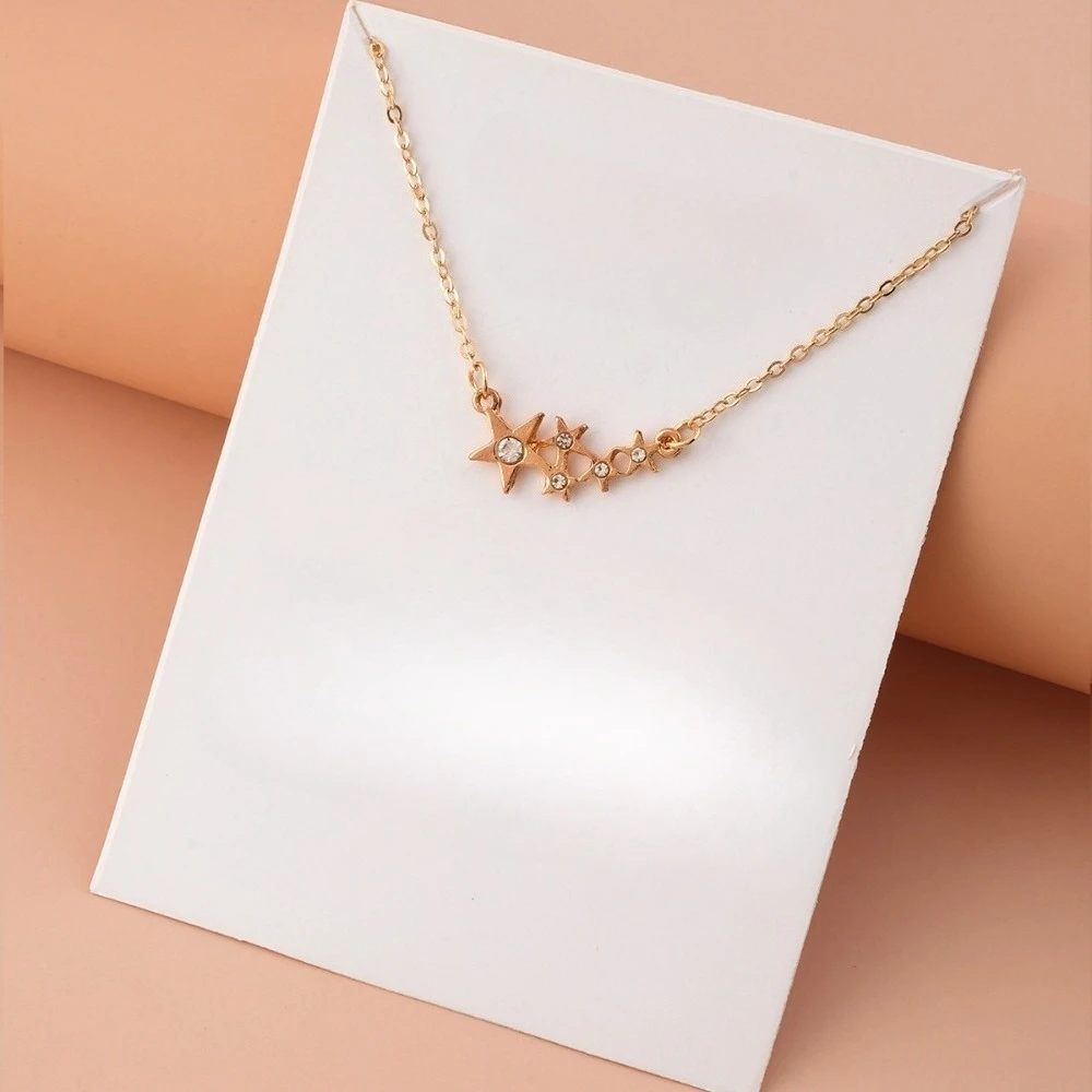 Simple Temperament Gold Color Polar Star Inlaid Zircon Pendant Necklaces for Women Romantic Valentine's Day Confession Jewelry