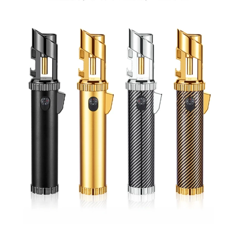 New Metal Multifunctional High Flame Lighter Outdoor Windproof Jet Flame with Window Breaker Cigar Spray Gun Inflatable Lighter