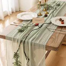 Cheesecloth Table Runner Sage Green Gauze 120 Inch 10 FT Rustic Boho Cheese Cloth Table Runner for Centerpiece Home Decorations