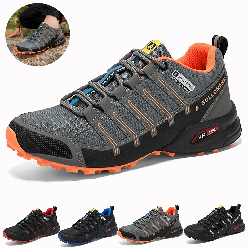 

Men's Hiking Shoes Waterproof All-terrain Outdoor Sports Shoes Mesh Non-slip Wear-resistant Camping Hiking Tactical Bike Sneaker