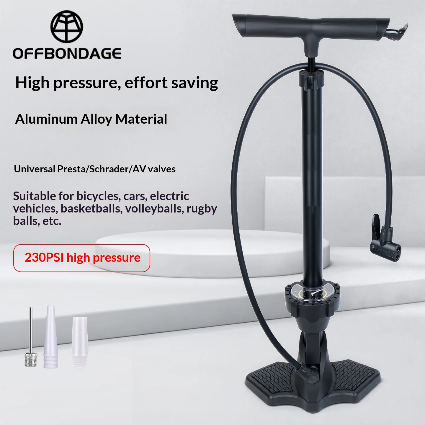 

Велосипедный насос OFFBONDAGE 230PSI, портативный, из нержавеющей стали, для вентилей Schrader и Presta, аксессуар для горных и шоссейных велосипедов