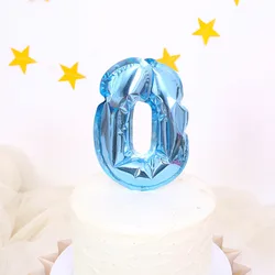 Five Inch Number 0-9 Blue Cake Toppers Foil Balloons Party Balloons Mini Cupcake Toppers for Wedding Birthday Party Decorations