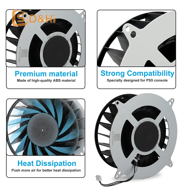 12.0 volts Internal Cooling Cooler Fan For PS5 Console Fan For PS5 Console 23 Blades Internal Cooling Fan For PS5 Blades