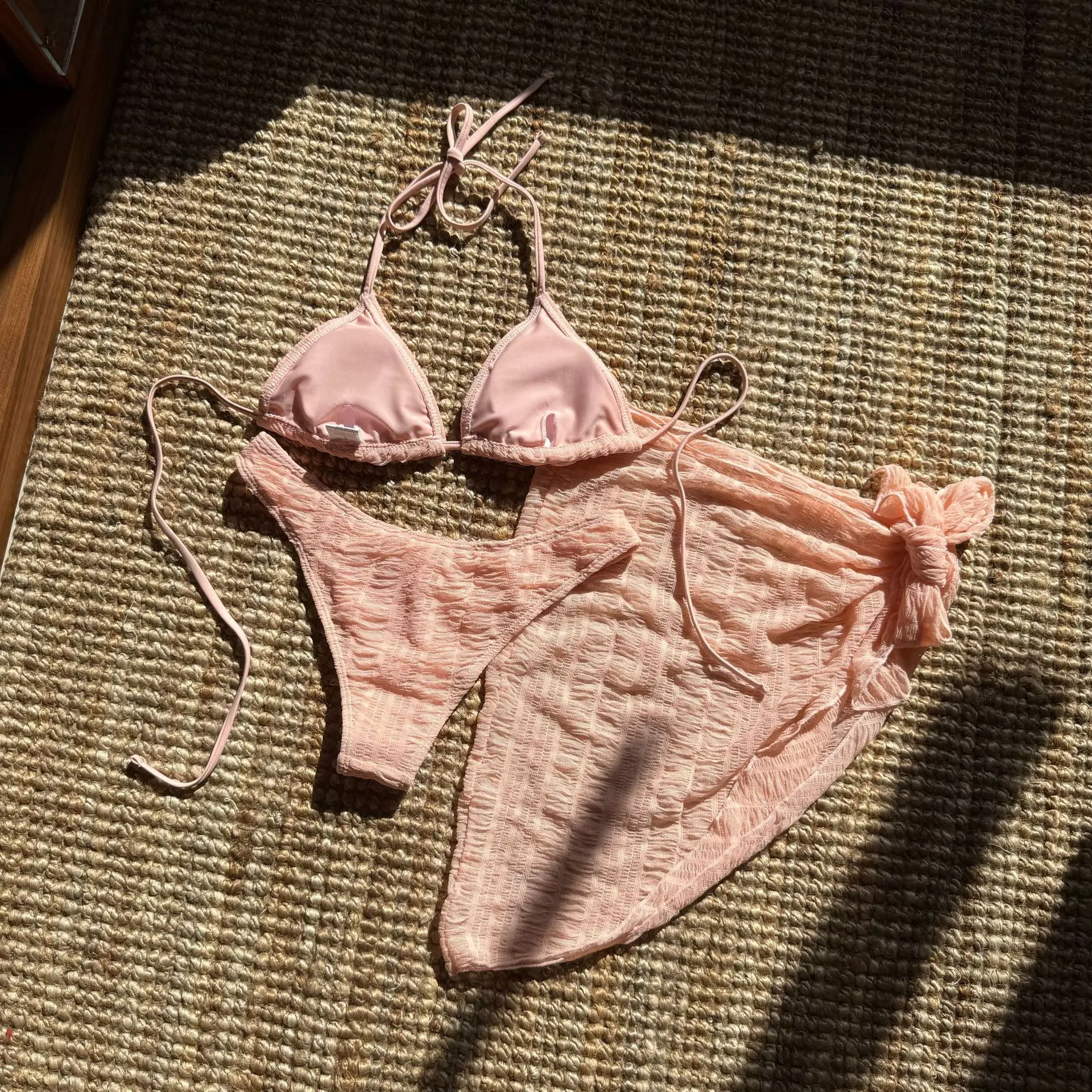 Halter z Sarong wysokie nogawki bikini damskie stroje kąpielowe damski strój kąpielowy trzyczęściowy zestaw bikini kąpiący strój kąpielowy pływać