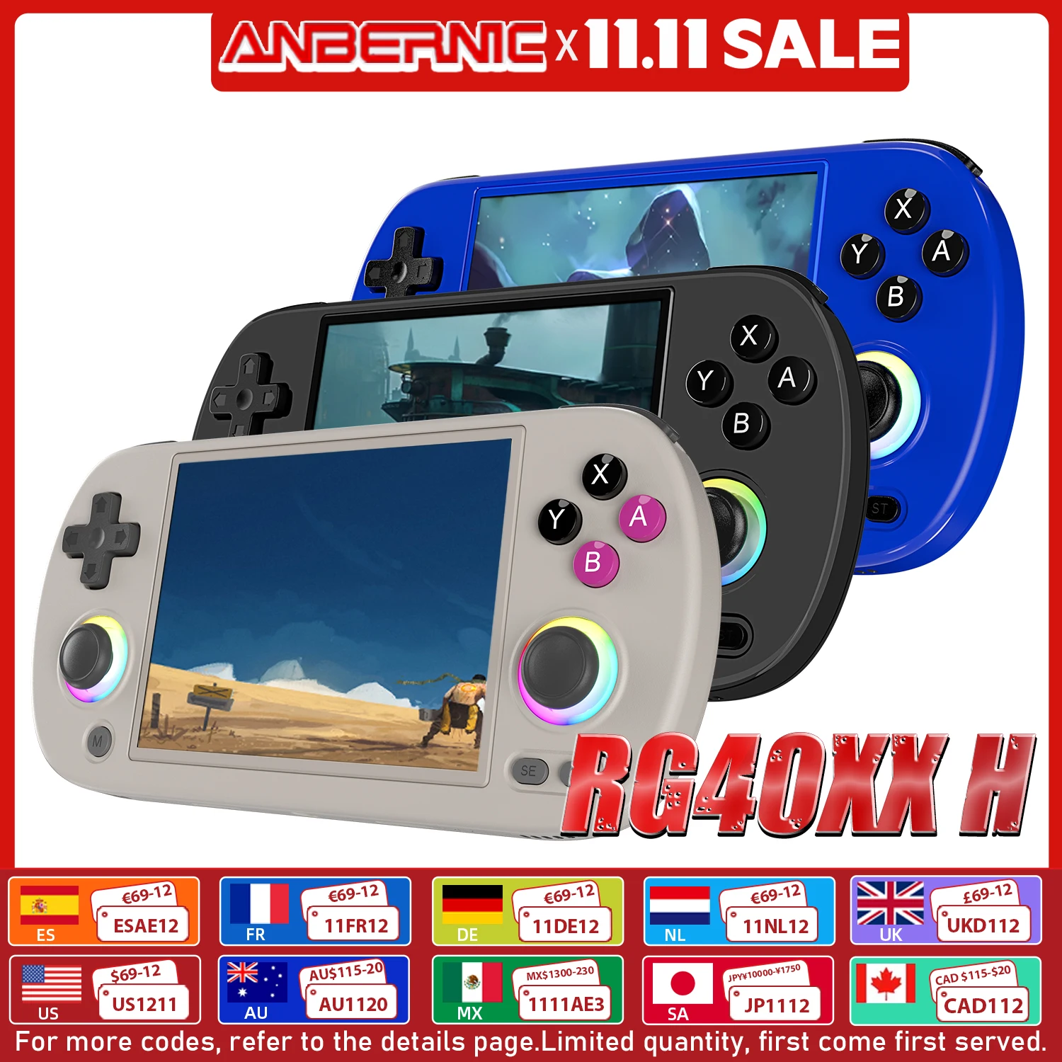 ANBERNIC RG40XX H Console di gioco portatile retrò Linux a 64 Bit schermo IPS da 4.0 ''supporta l'uscita di supporto HD Bluetooth 5G WiFi RG40XXH