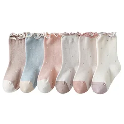Children's Girls Socks Cotton Solid Kids Girl Frilly Socks Soft Fashion Princess Baby Socks For Girls Spring Autumn0-12Years