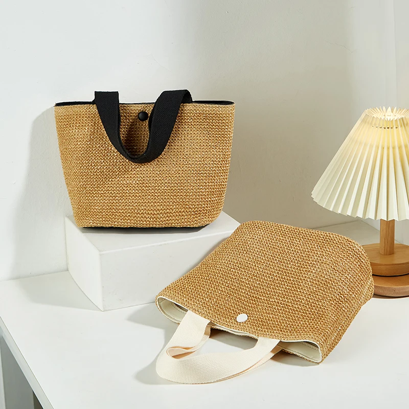 Handbag, Fashionable and Casual, New Style, Beach Vacation, Travel, Versatile, Color-Blocking, Woven Tote Bag