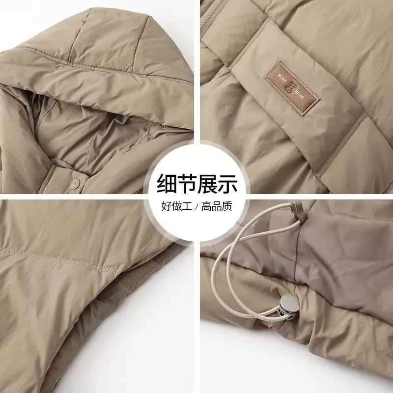 White duck down Vest Women's Hooded Winter Outerwear 2025 New Thick Middle-aged mother Vest Jacket Solid color Casual Short Top