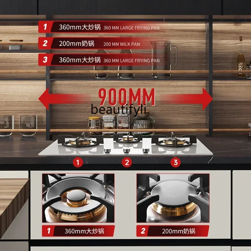 

l Household gas stove Double stove European 3-hole multi-head two-eye 2 natural gas embedded desktop stove