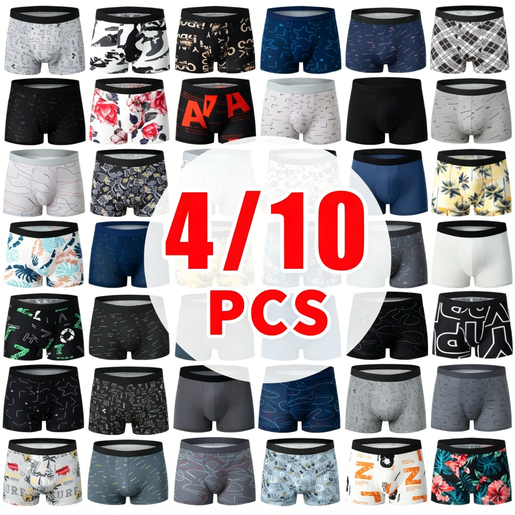 4/10 Piece Random Men's Underwear Set For Youth Breathable Sporty Comfortable Casual Plus Size Flat Corner Pants Fashionable