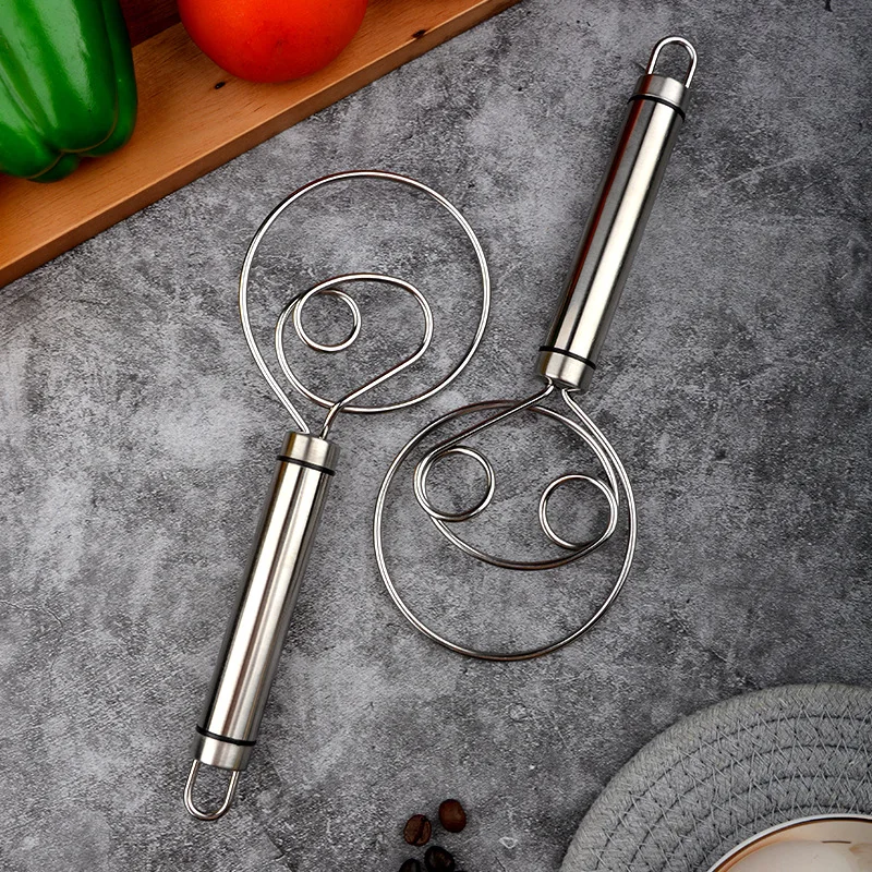 Danish Dough Whisk, Flour Whisk, Stainless Steel Dough Whisk Mixer Blender, Bread Making Tools Suitable for Baking Mixing Sticks