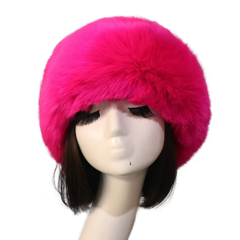 2024 Women\'s Winter Artificial Fur Russian Ushanka Hat Thick Warm Blaclava Caps Earflap Faux Fox Beanies For Ladies Outdoor Hats