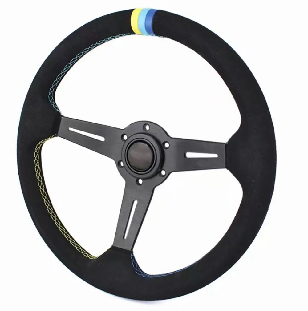 

Car Modification Universal Steering Wheel 14 Inch 350MM Sports Racing Steering Wheel Frosted Suede Cars Accessories