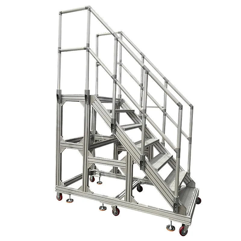 Langle Working Platform And Stairs Industrial Automation Aluminum Profile Stairway Ladder Transfer Maintenance Platform Ladder